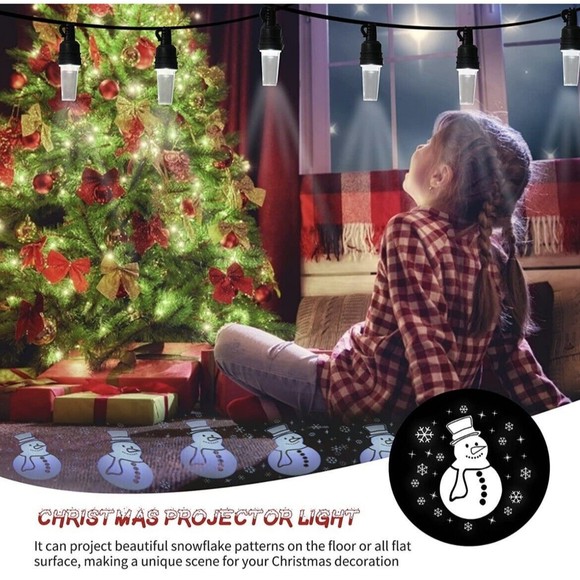 10 LED Snowman Scene Projector String Lights Christmas Cool White 14.5ft - NEW - Picture 5 of 11